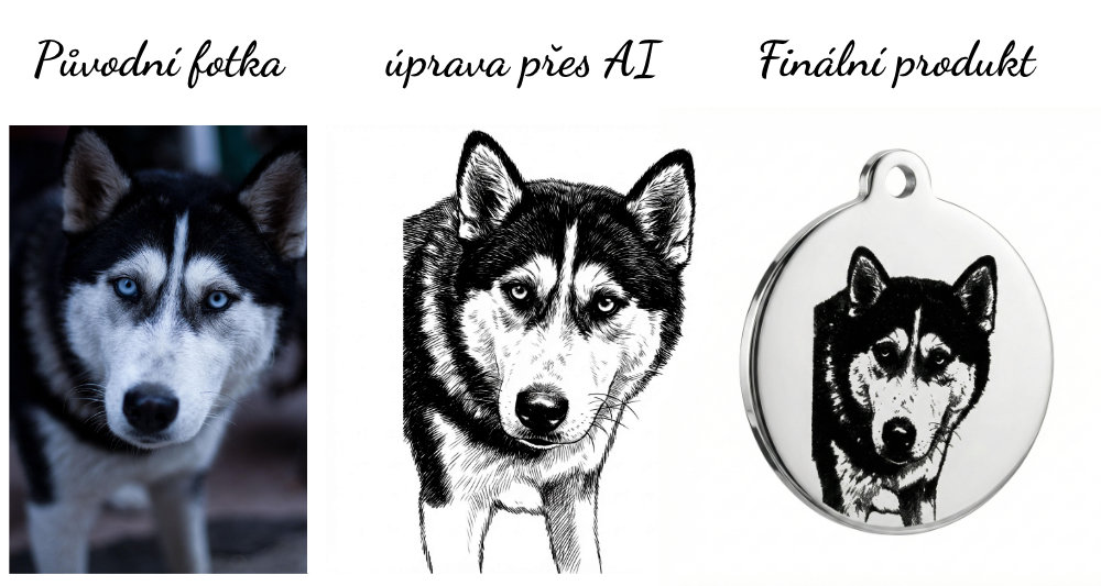 AI kresba z fotky gravírování